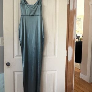 Windsor Teal Satin Maxi Dress